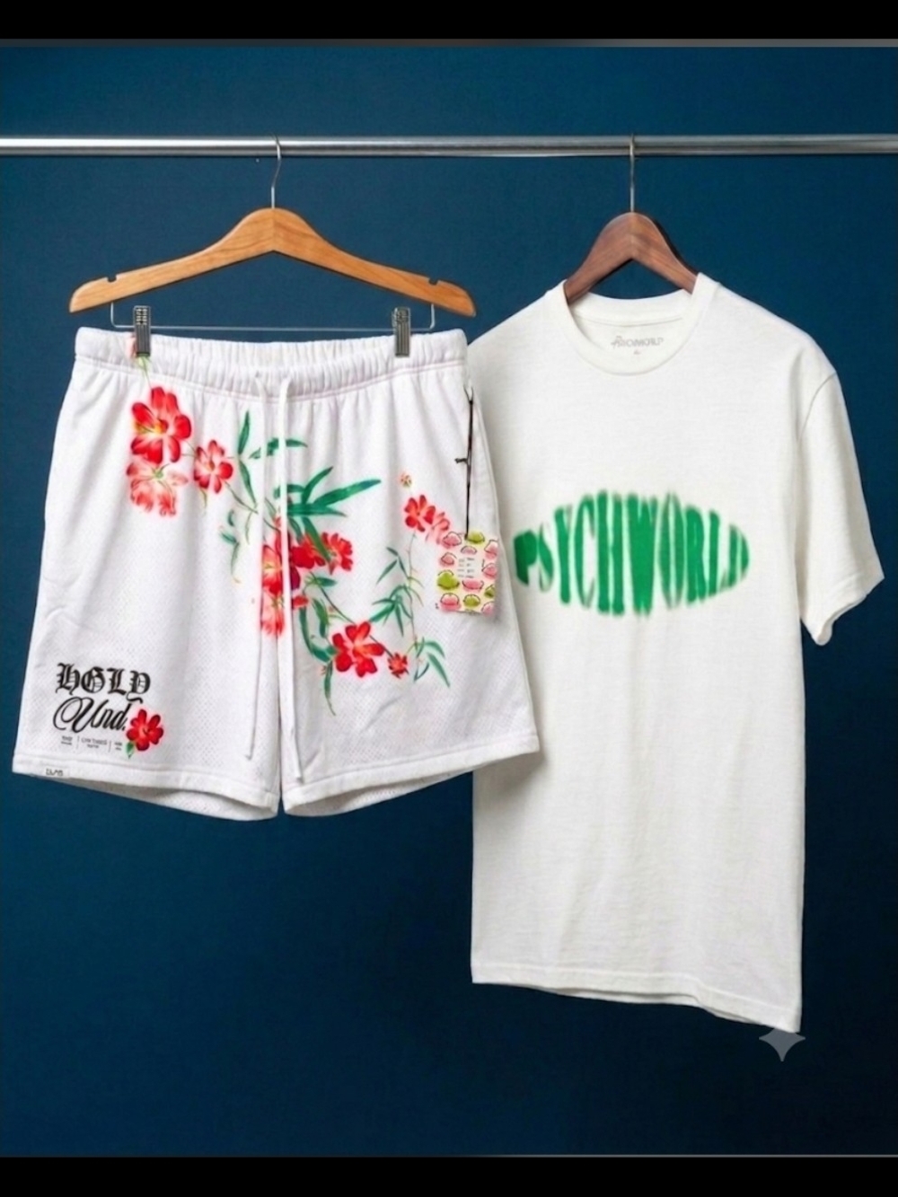 Psychworld Tee & Highly Undrtd Floral Shorts Outfit Bundle Set